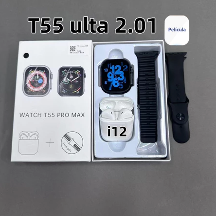 Smartwatch Series T55 Ultra Max com Kit de Fones e Pulseiras