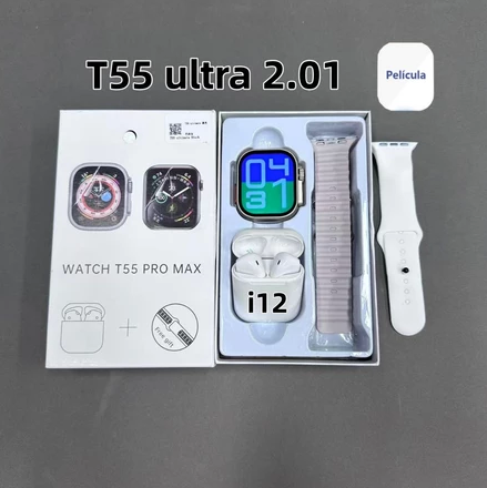 Smartwatch Series T55 Ultra Max com Kit de Fones e Pulseiras