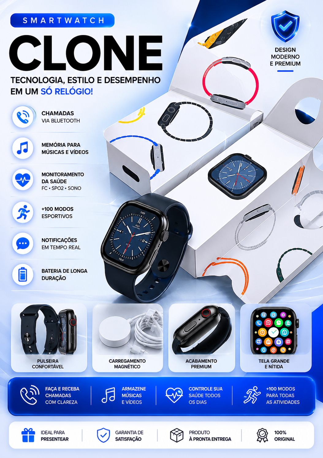 Smartwatch Clone Series 10 + Com Brindes
