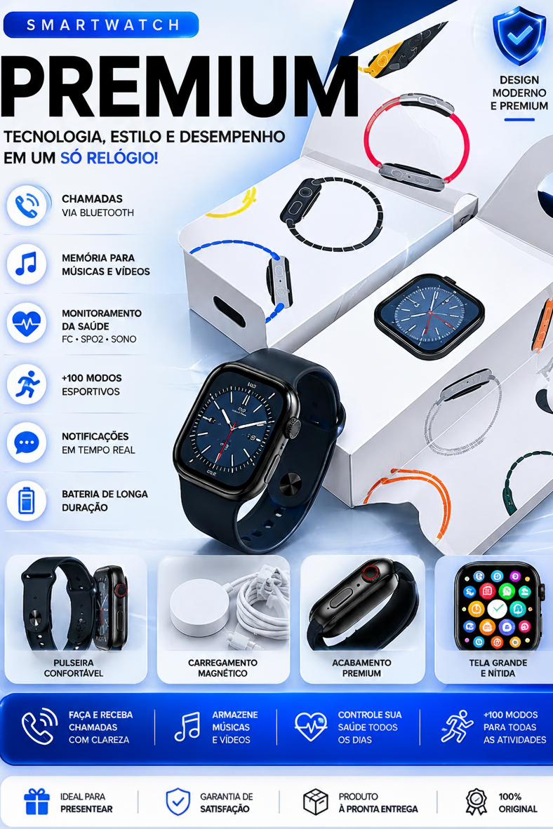 Smartwatch Premium Series 10 (Com Brindes)