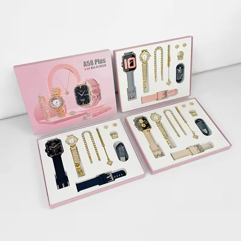 Ipowking A58 Plus Conjunto de Smartwatch com Colar e Brincos