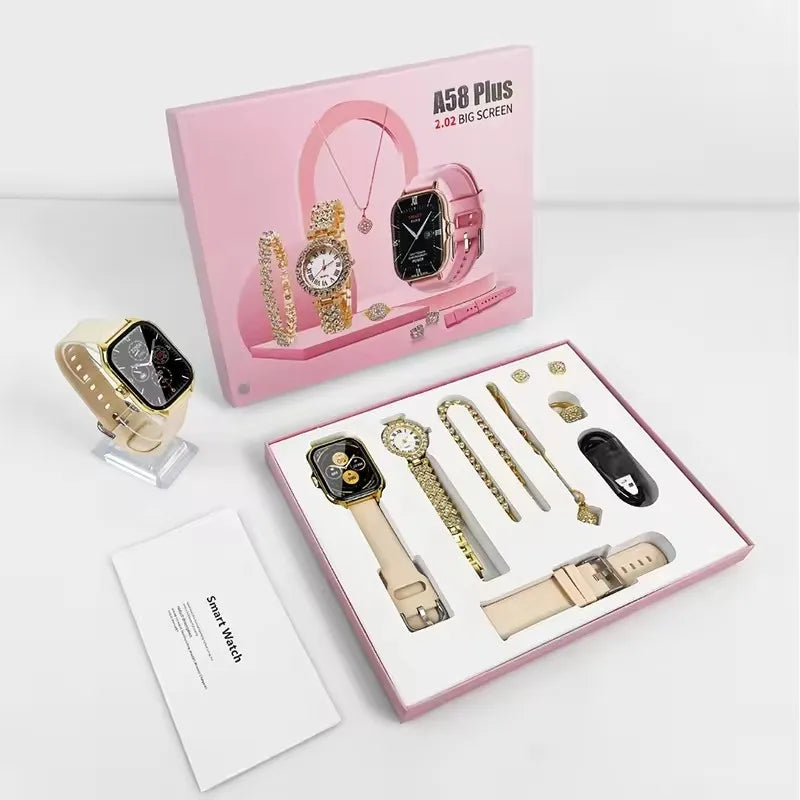 Ipowking A58 Plus Conjunto de Smartwatch com Colar e Brincos