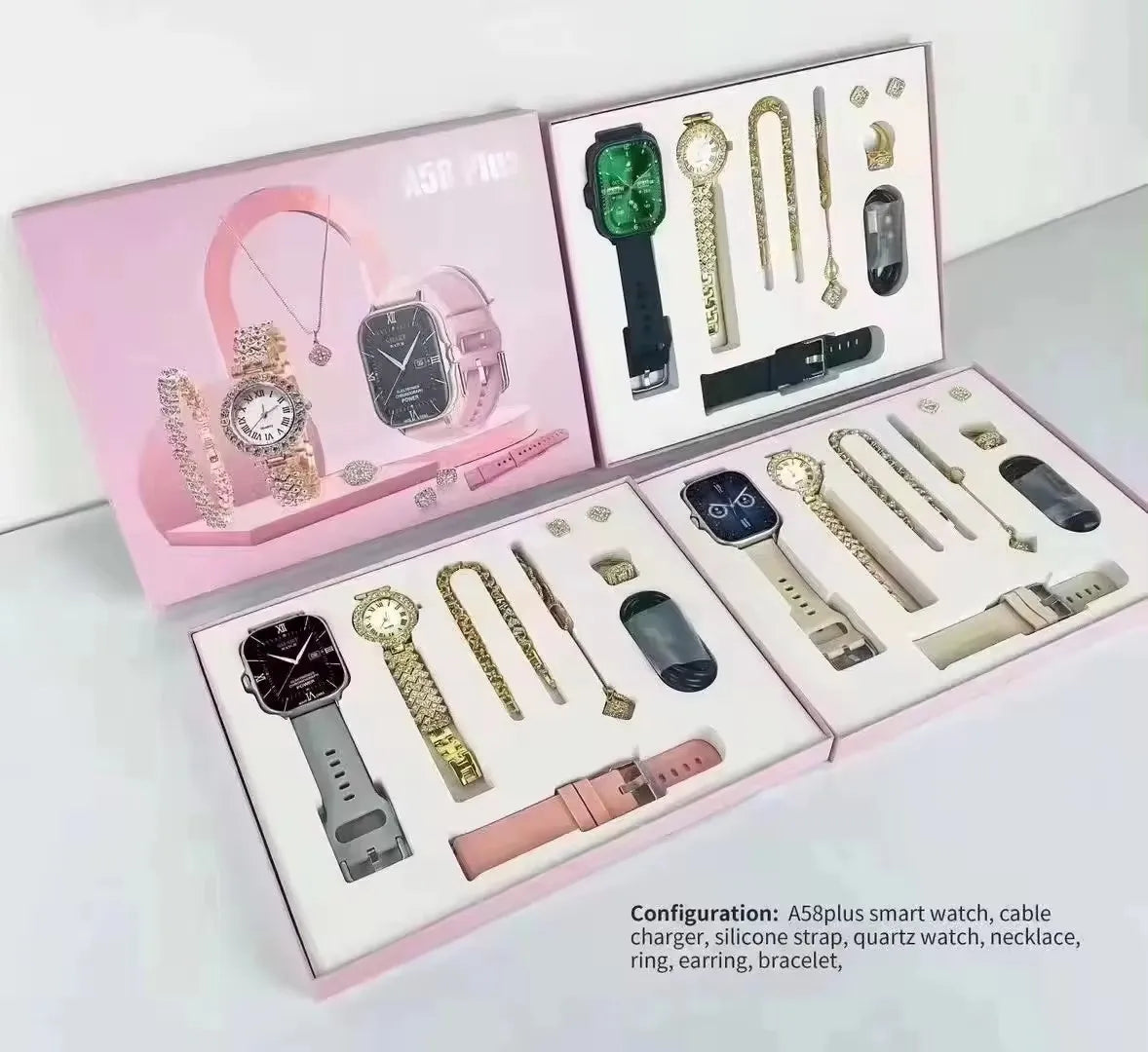Ipowking A58 Plus Conjunto de Smartwatch com Colar e Brincos