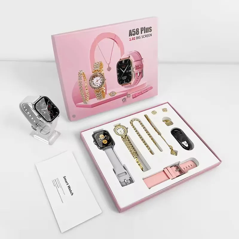 Ipowking A58 Plus Conjunto de Smartwatch com Colar e Brincos
