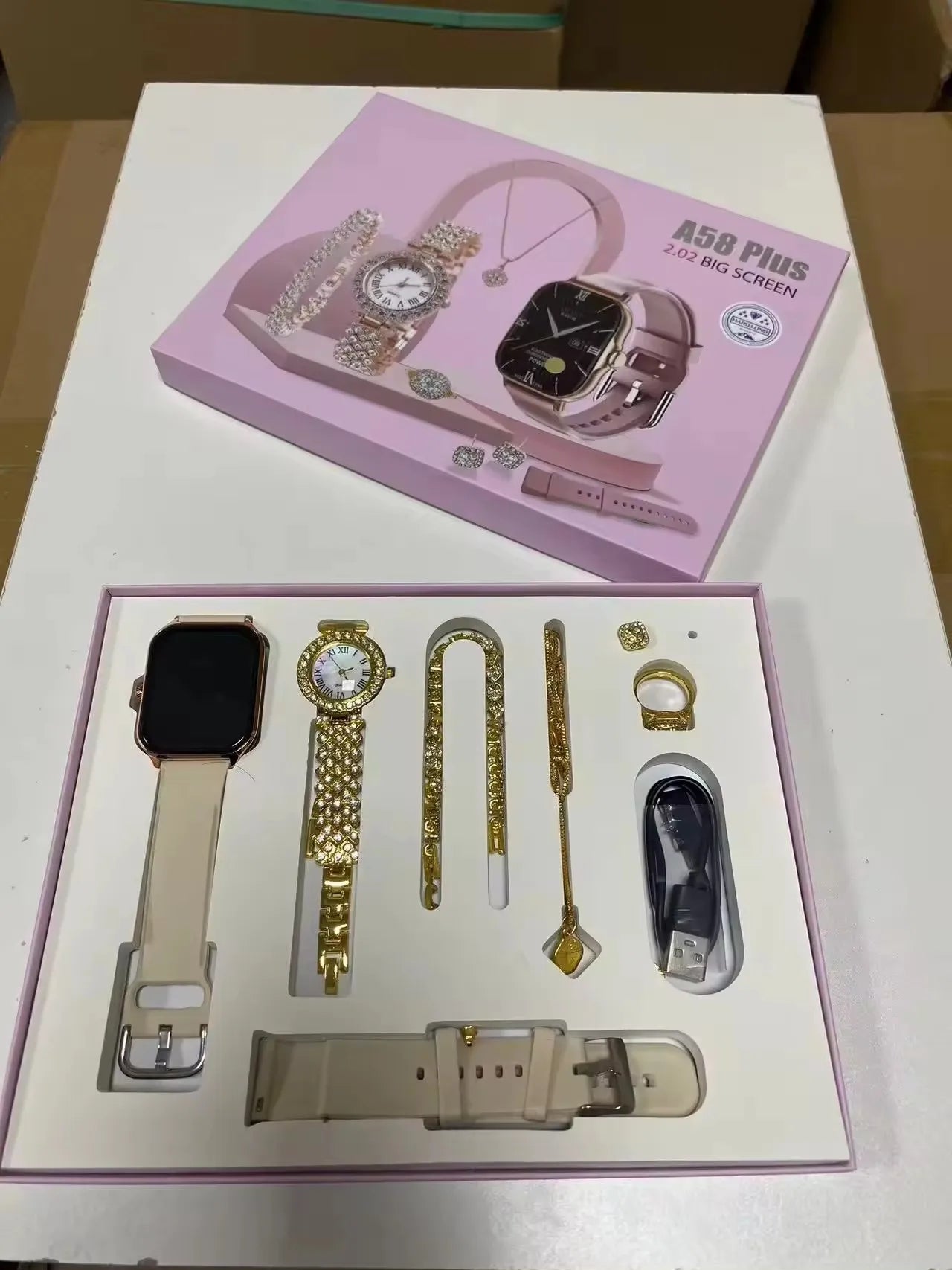 Ipowking A58 Plus Conjunto de Smartwatch com Colar e Brincos