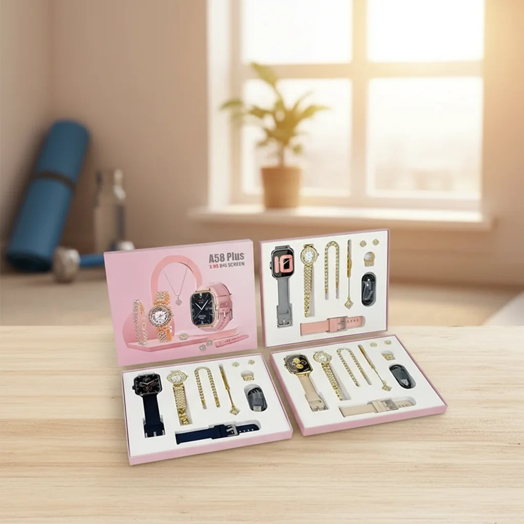 Ipowking A58 Plus Conjunto de Smartwatch com Colar e Brincos