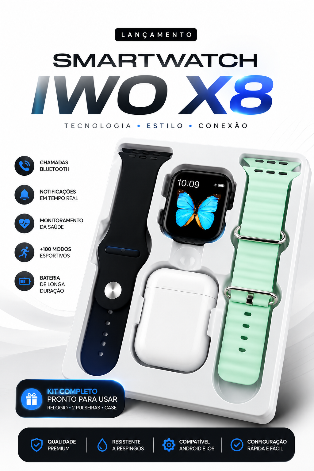 Smartwatch Ultra X8 [2 em 1 - com Fones Bluetooth]