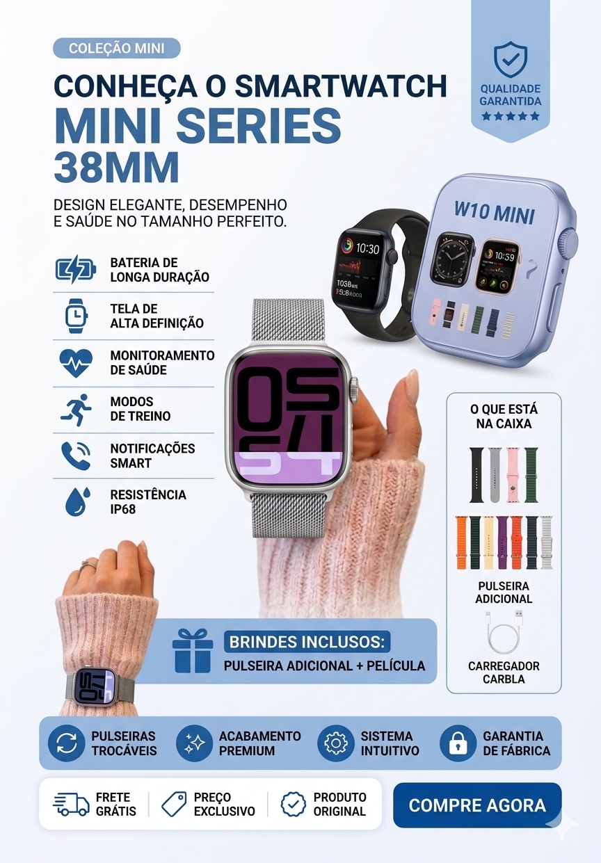 Smartwatch Mini Series 38MM (Com Brindes)